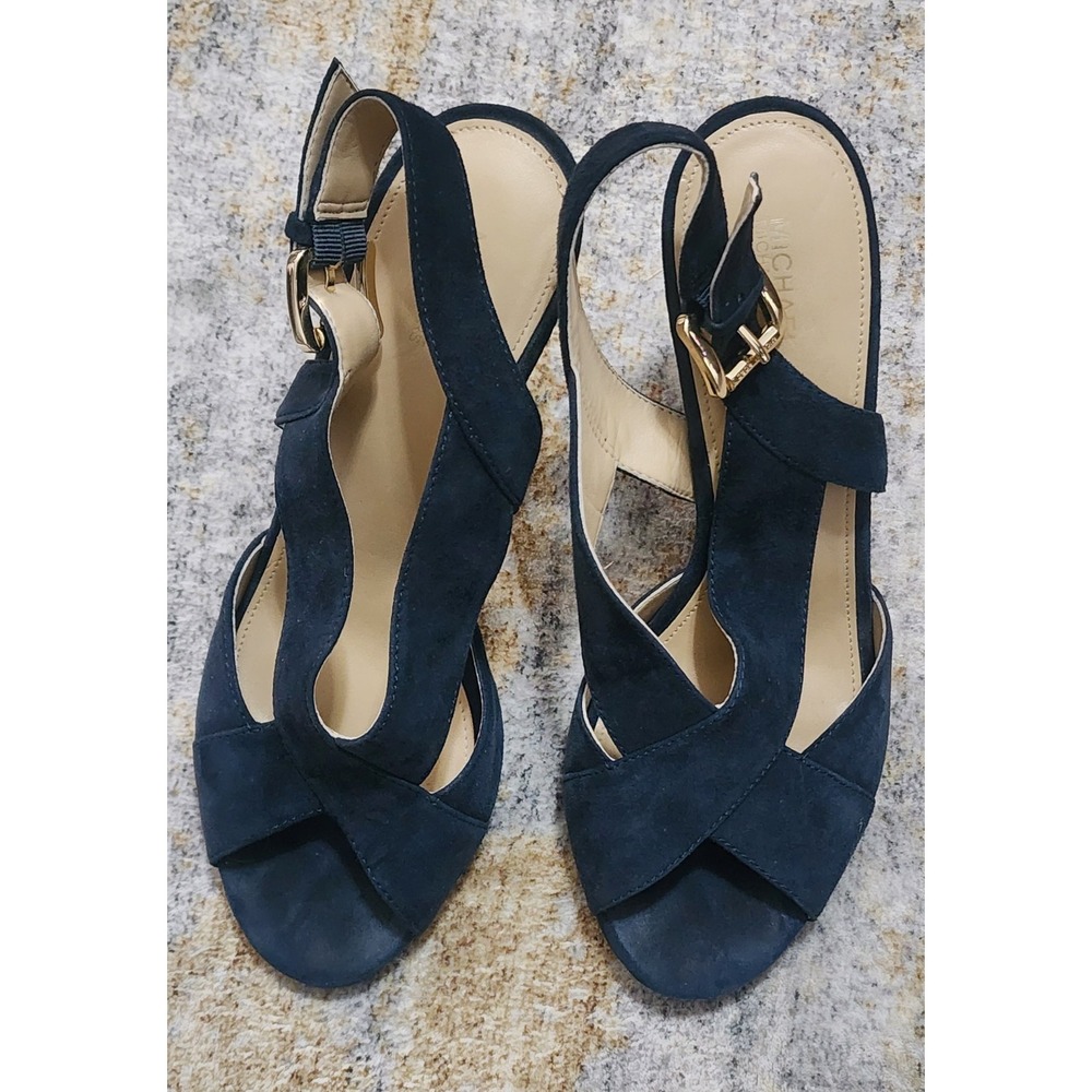 Michael Kors Wome Becky Dress Slingback Criss-cross Navy Suede Sandals Size 9